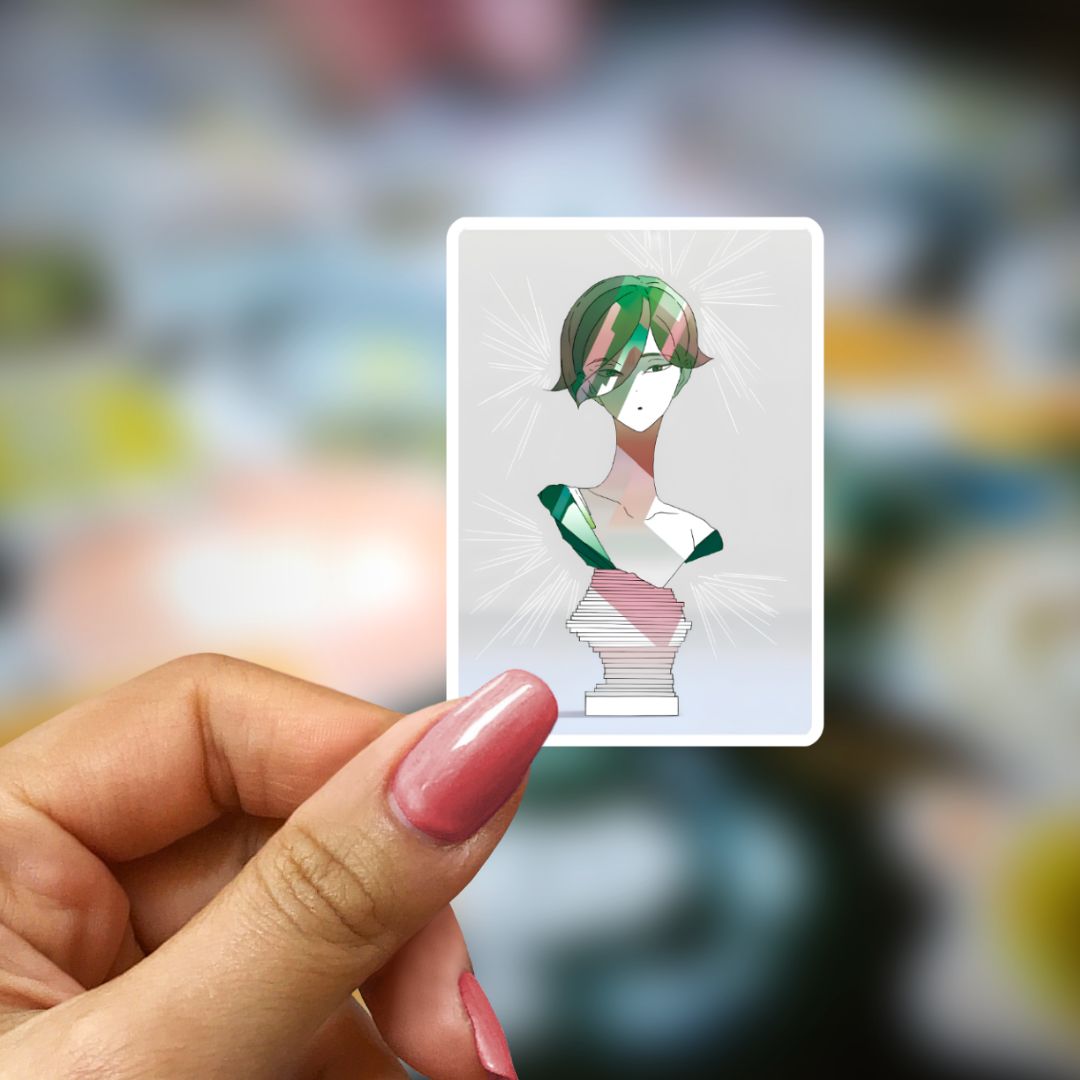 Bookish Vinyl Holographic Sticker - Manga - Houseki no Kuni - Statue Art Bust - Peridot