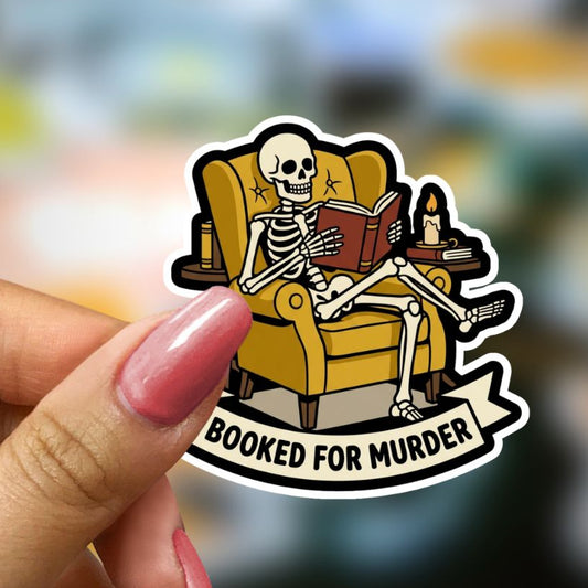 Bookish Vinyl Holographic Sticker - Booked for Murder