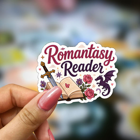Bookish Vinyl Holographic Sticker - Romantasy Reader