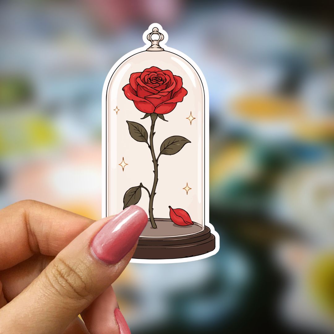 Bookish Vinyl Holographic Sticker - Rose in Bell Jar