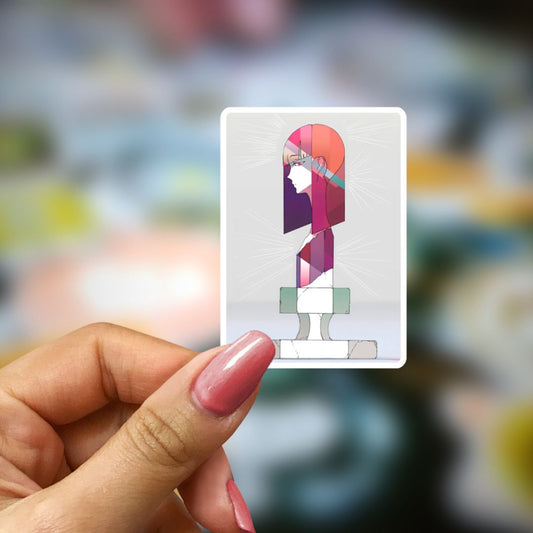 Bookish Vinyl Holographic Sticker - Manga - Houseki no Kuni - Statue Art Bust - Red Beryl