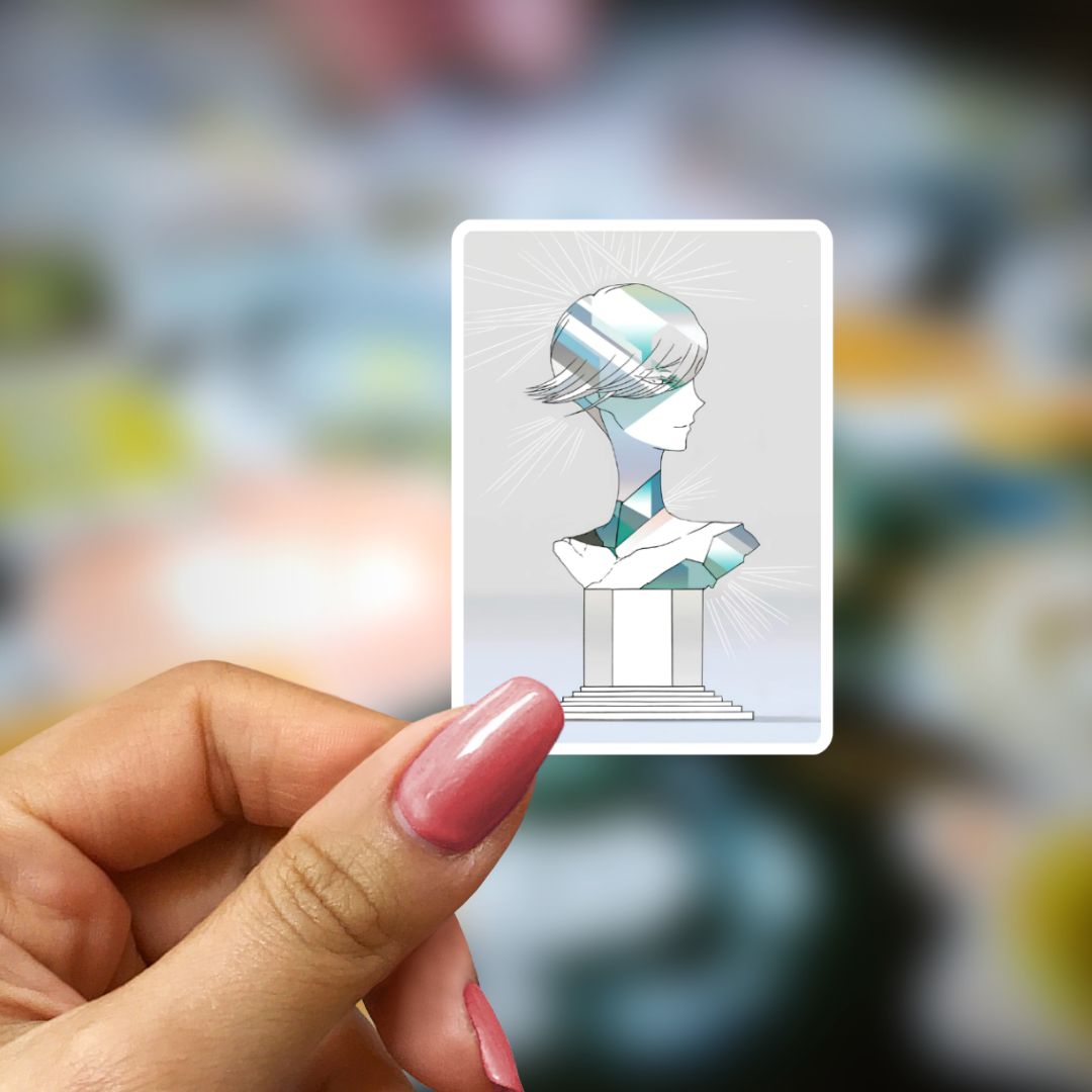 Bookish Vinyl Holographic Sticker - Manga - Houseki no Kuni - Statue Art Bust - Goshenite