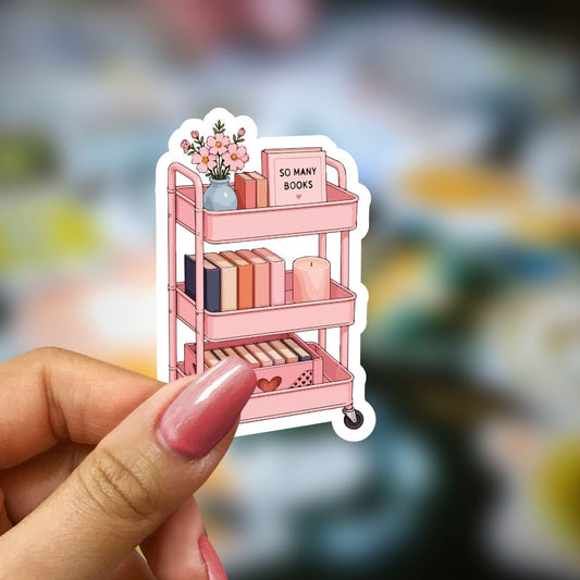 Bookish Vinyl Holographic Sticker - Book Trolley