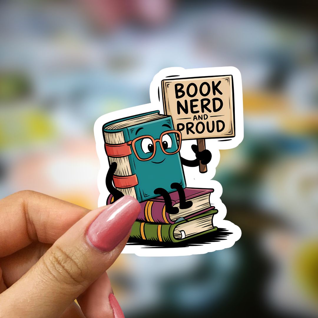 Bookish Vinyl Holographic Sticker - Book Nerd and Proud