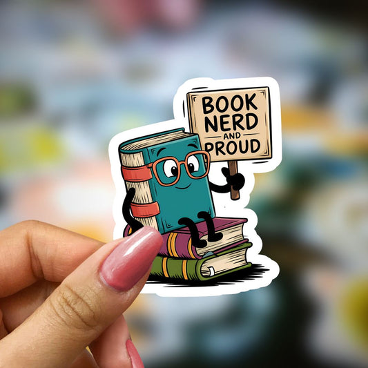 Bookish Vinyl Holographic Sticker - Book Nerd and Proud