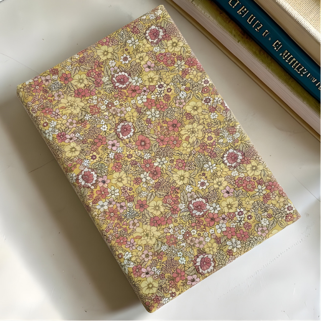 Yellow Floral Fabric Dust Jacket — Protect Your Books in Style