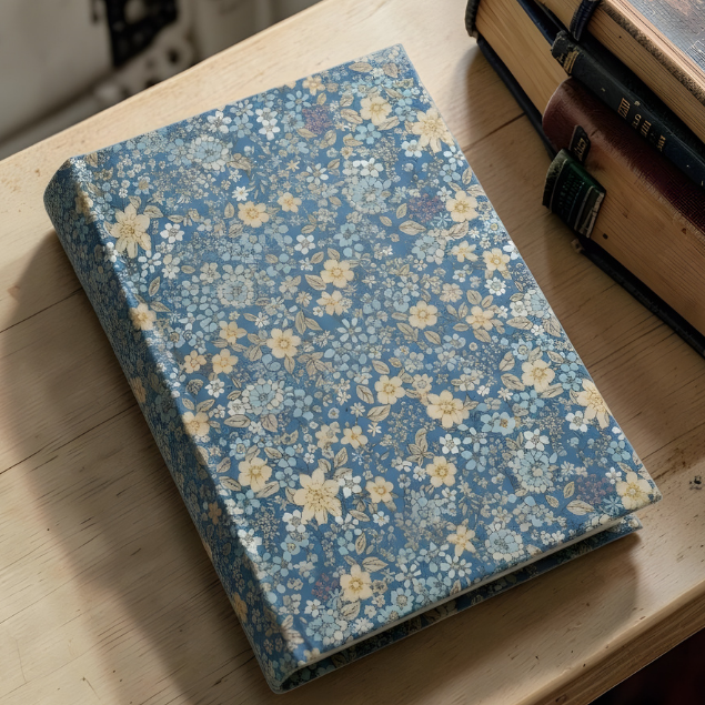Blue Floral Floral Fabric Dust Jacket — Protect Your Books in Style