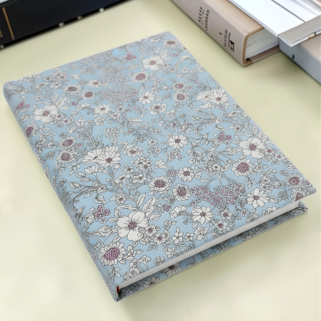 Baby Blue Floral Floral Fabric Dust Jacket — Protect Your Books in Style