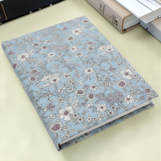 Baby Blue Floral Floral Fabric Dust Jacket — Protect Your Books in Style
