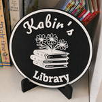 Custom Library Sign – 6” Round - Black