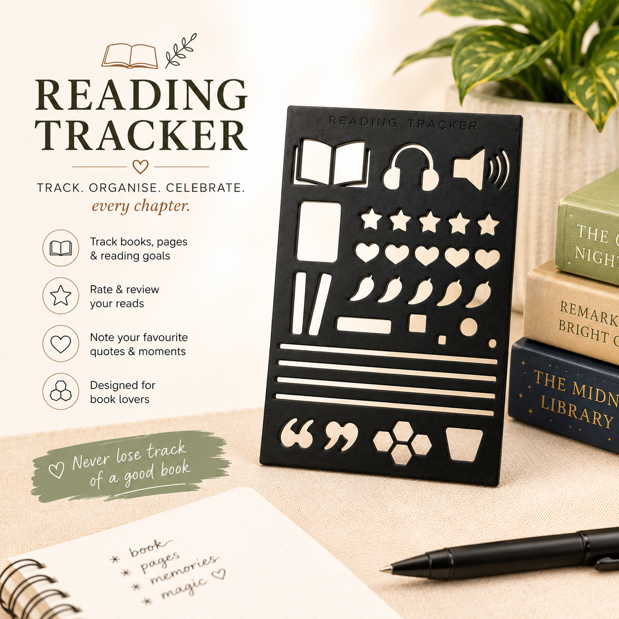 Journal Stencils | Speech Bubble, Book Tracker & Water Intake Tracker | PLA Plastic Reusable Planner Stencils