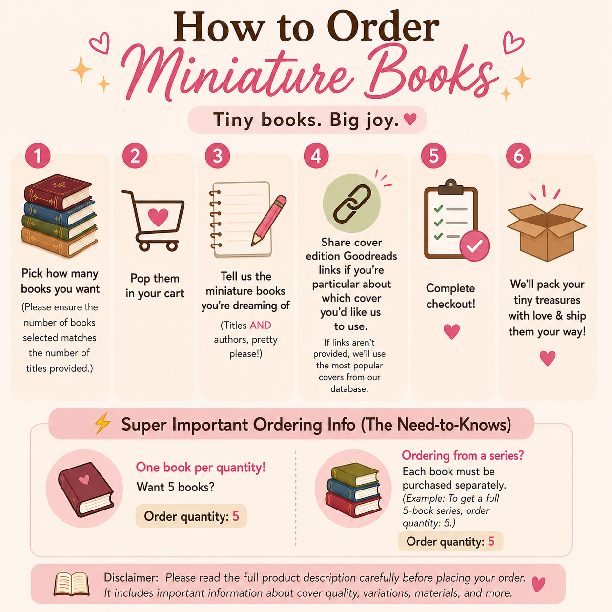 Miniature English Books Replicas - Choose your titles!