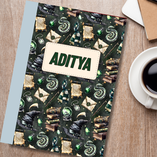 Personalised Slytherin Notebook | Harry Potter B5 Journal Gift