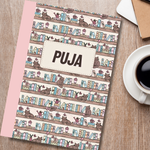 Premium Personalised B5 Notebook / Journal - Cats on Bookshelf