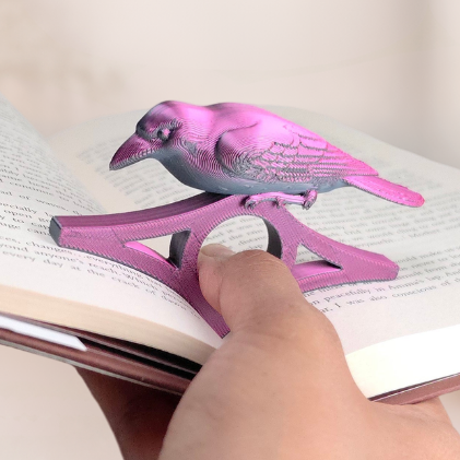 Dual-Tone Berry Pink & Black Raven Page Holder – A Mysterious Companion for Every Book Lover