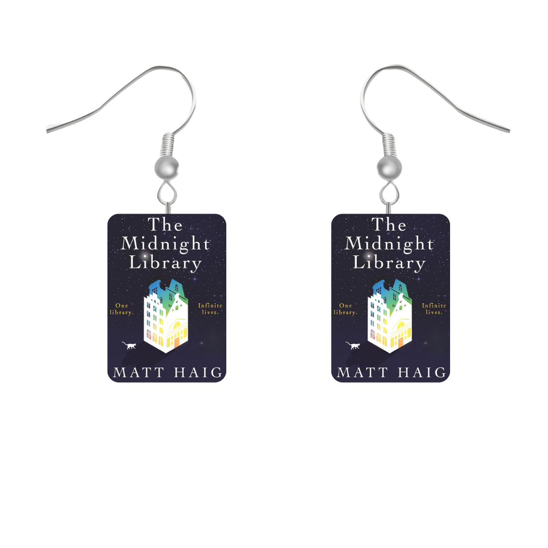 Miniature Book Cover Earrings/Pendant  - Midnight Library - Literary Jewelry for Book Lovers