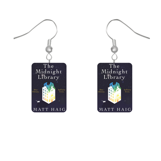 Miniature Book Cover Earrings/Pendant  - Midnight Library - Literary Jewelry for Book Lovers