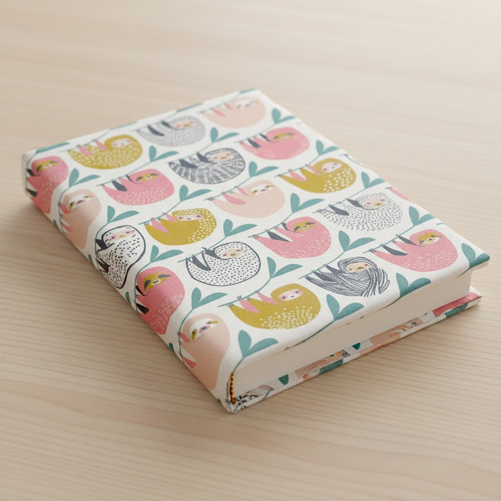 Pink Sloths Fabric Dust Jacket — Protect Your Books in Style