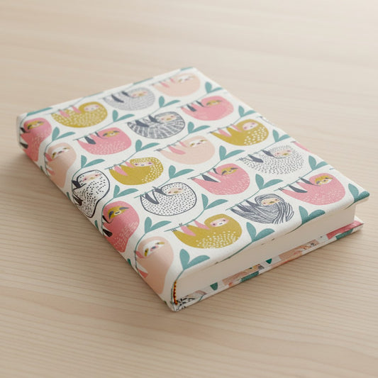 Pink Sloths Fabric Dust Jacket — Protect Your Books in Style