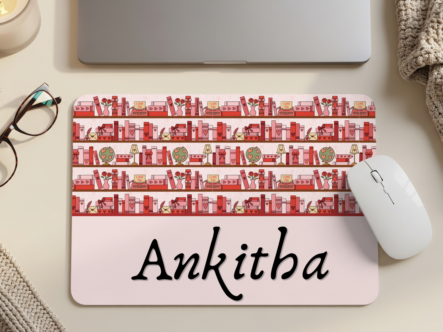 Personalised Sweetheart Bookshelf Mouse Pad