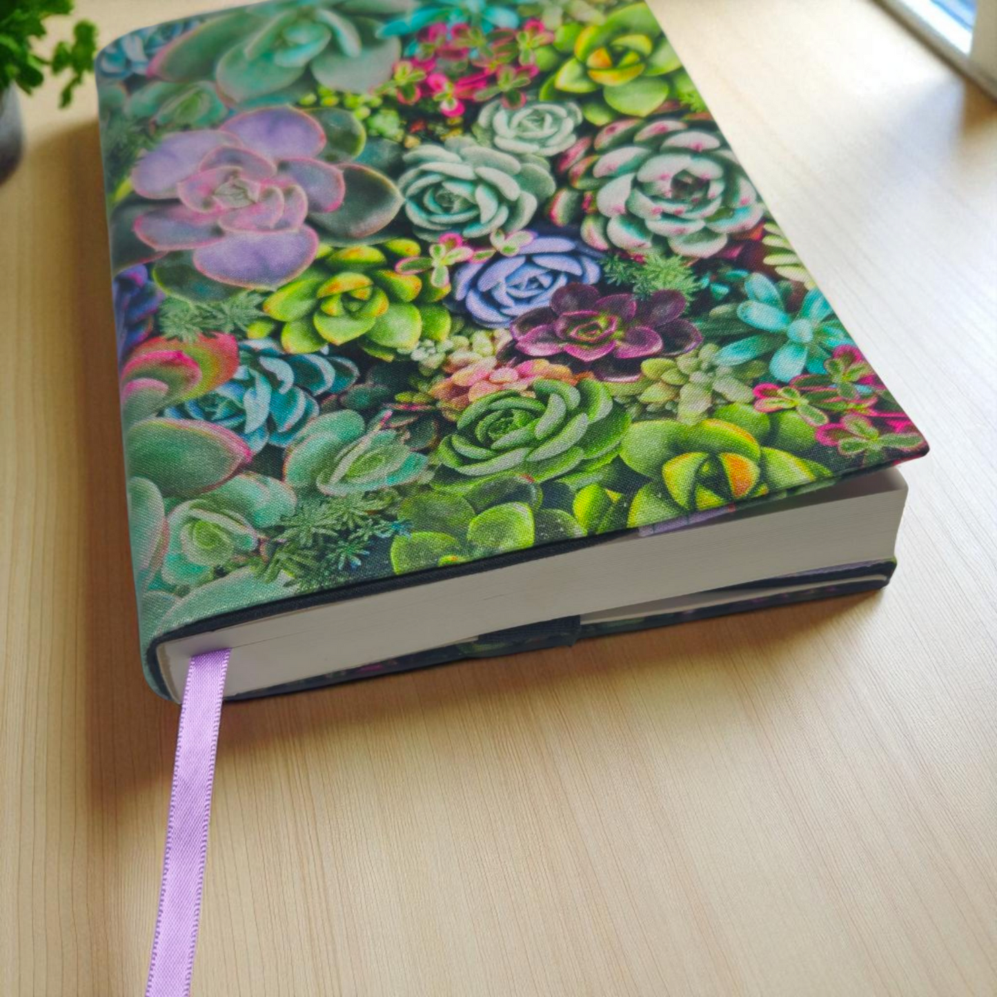Succulents Fabric Dust Jacket for Paperback Books (Fits up to 8.25" / 21 cm Tall)