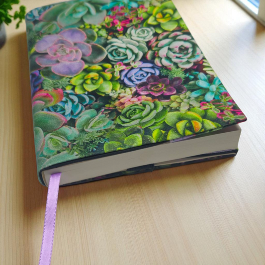 Succulents Fabric Dust Jacket for Paperback Books (Fits up to 8.25" / 21 cm Tall)