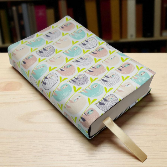 Blue Sloths Fabric Dust Jacket — Protect Your Books in Style