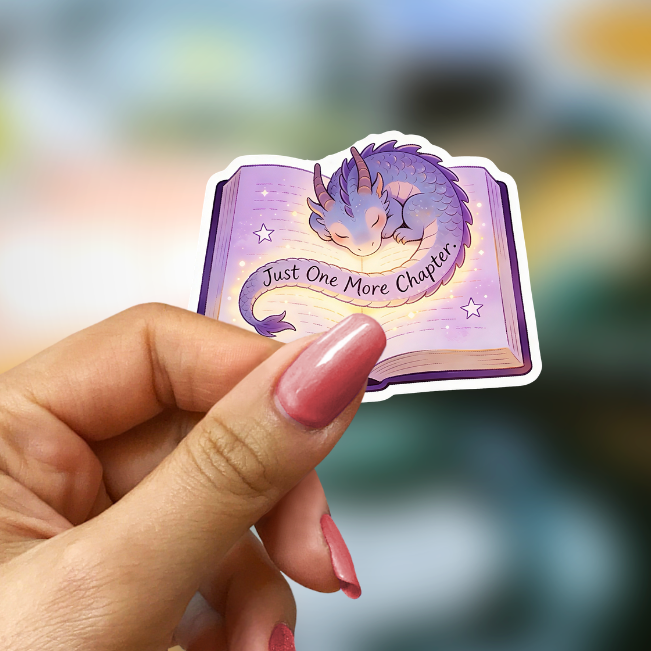 Bookish Vinyl Holographic Sticker - Sleeping Dragon Just one Chapter