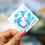 Bookish Vinyl Holographic Sticker - Manga Phosphophyllite geometric stained-glass