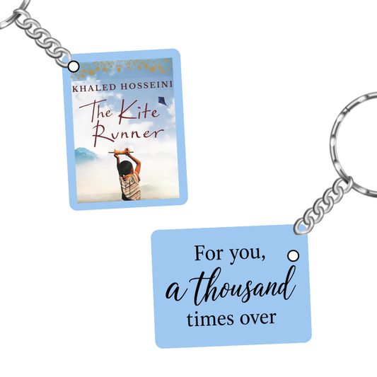 Bookcover Keychain with Quote - The Kite Runner - For you, a thousand times over - Khaled Hosseini