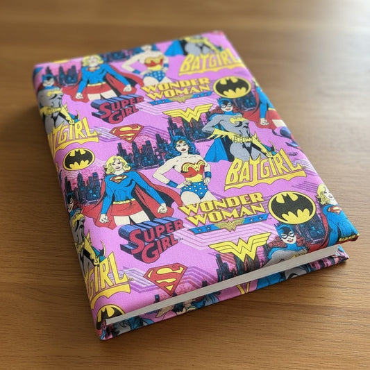 Super Heroine Book Fabric Dust Jacket — Protect Your Books in Style