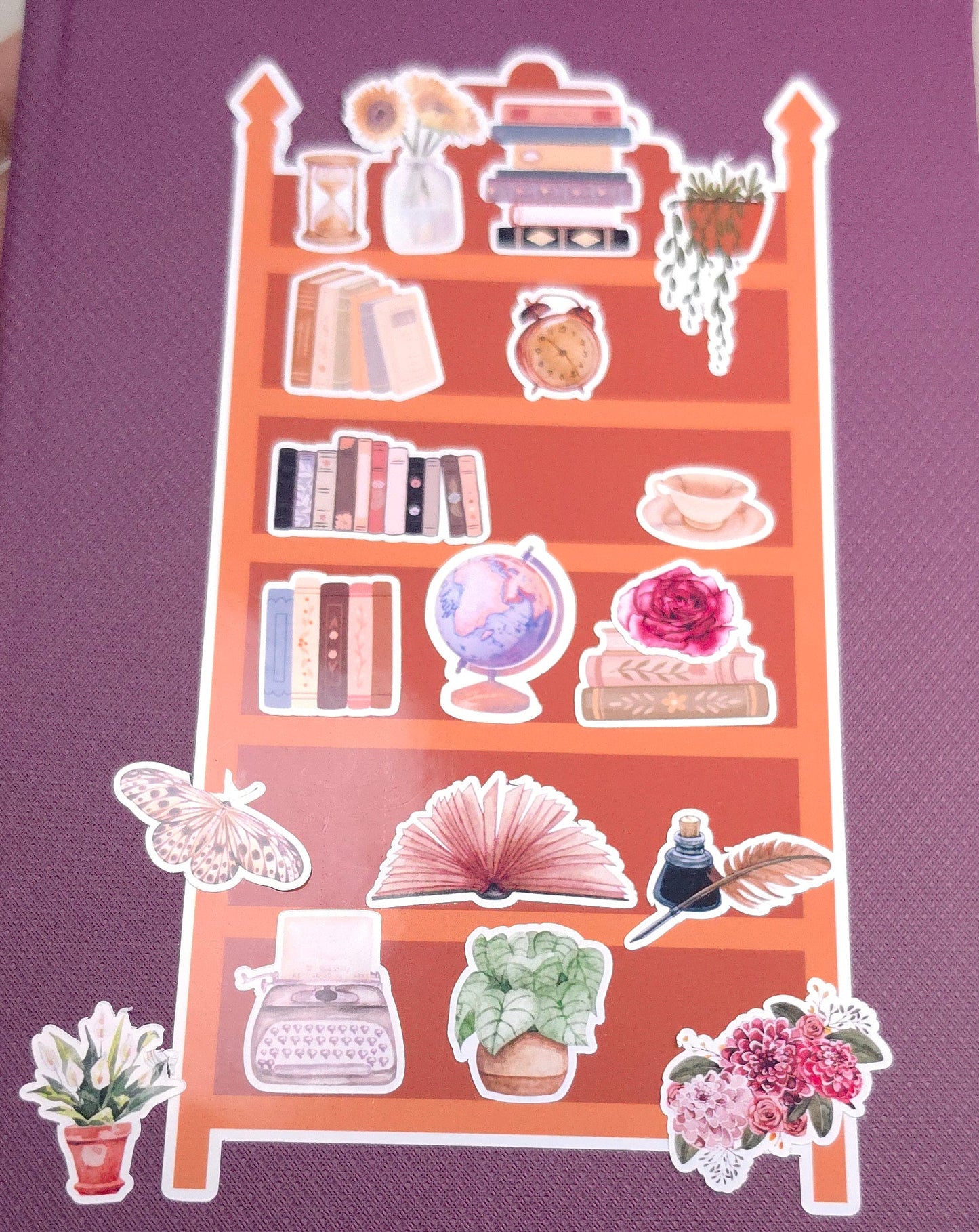 Bookshelf Sticker Kit | Junk Journal & Bookish Shelf Decoration Sticker Sheet