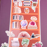Bookshelf Sticker Kit | Junk Journal & Bookish Shelf Decoration Sticker Sheet