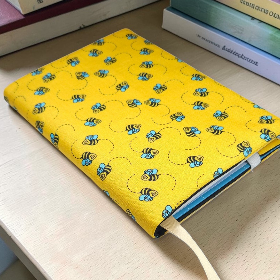 Honeybee Fabric Dust Jacket — Protect Your Books in Style