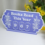 Book Reading Tracker / Counter Sign - Purple and White