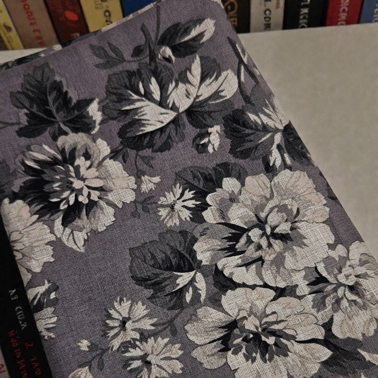 Charcoal Rose Fabric Dust Jacket — Protect Your Books in Style