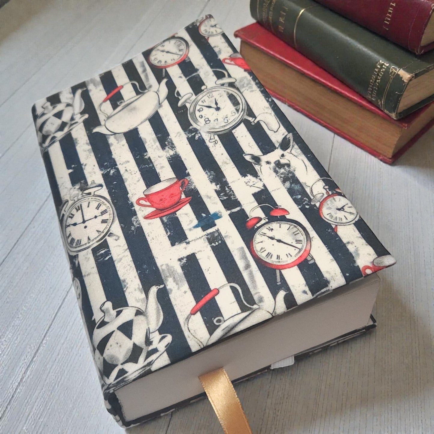 Alice in Wonderland Mad Hatter Fabric Dust Jacket — Protect Your Books in Style