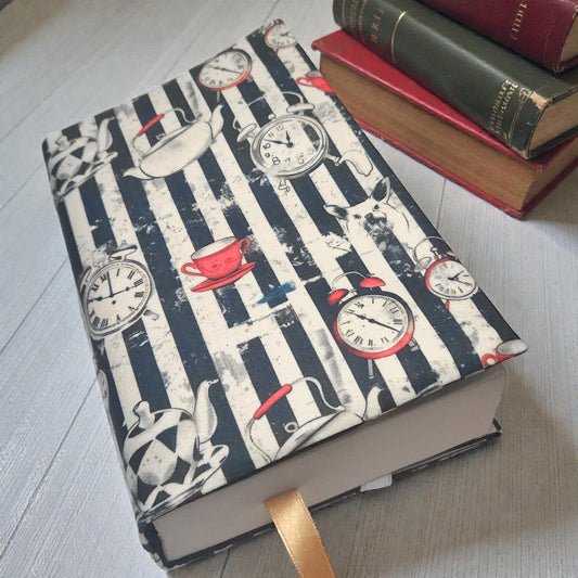 Alice in Wonderland Mad Hatter Fabric Dust Jacket — Protect Your Books in Style